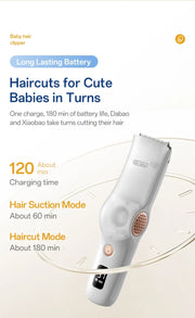 Hair-absorbing Hair Clipper Low Noise Baby Hair IPX7 Waterproof Household Children Clipper Electric Clipper Baby Care