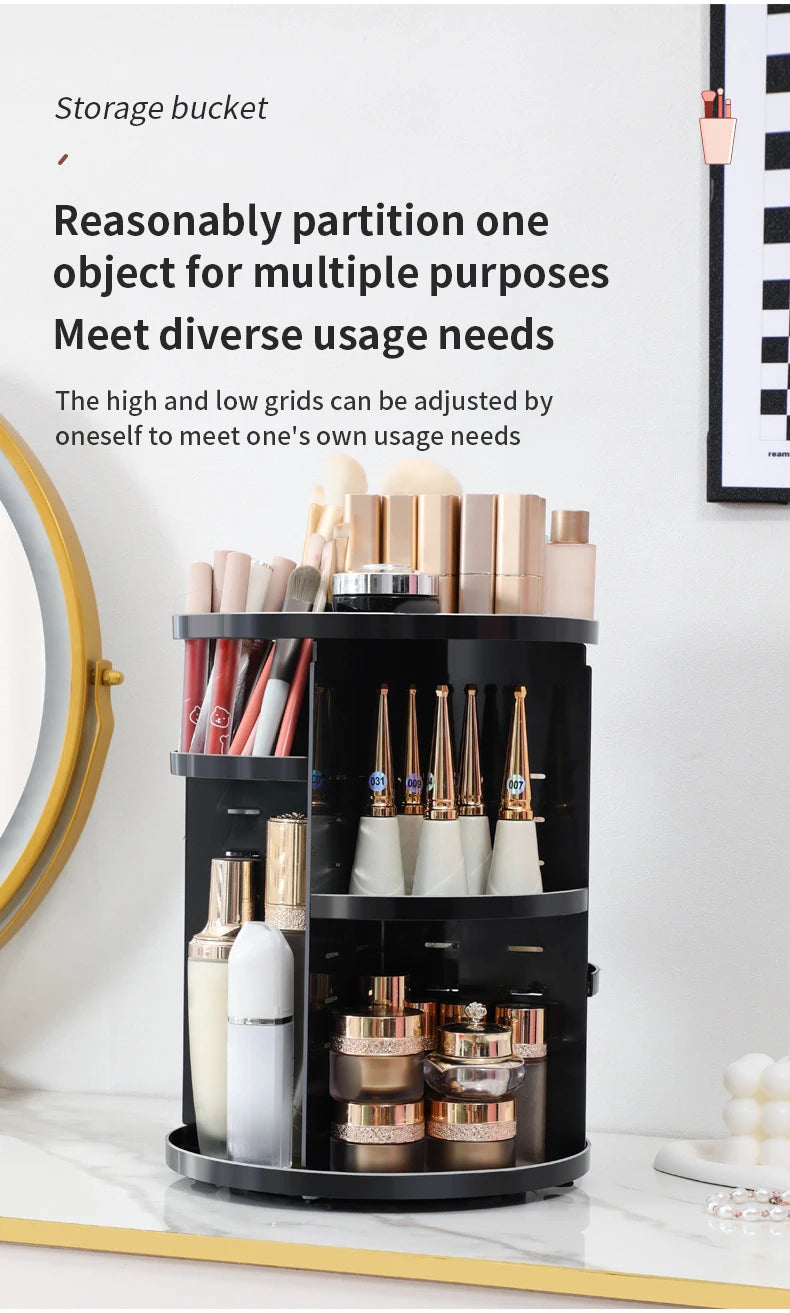 360° Rotating Makeup & Skincare Organiser – 3 Colours