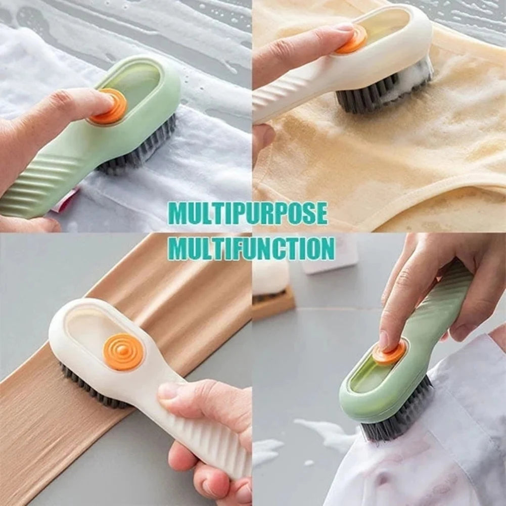 Push-Dispensing Cleaning Brush for Shoes & Clothing