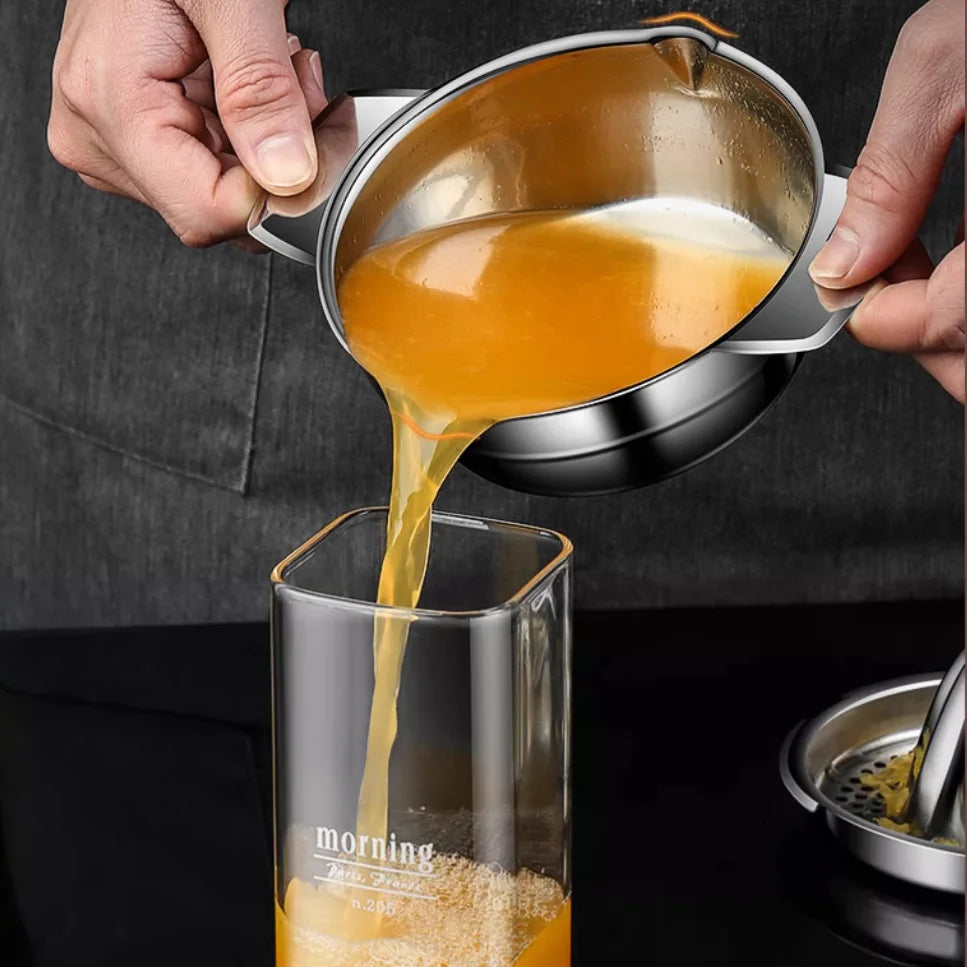 Manual Stainless-Steel Citrus Press with Bowl & Strainer