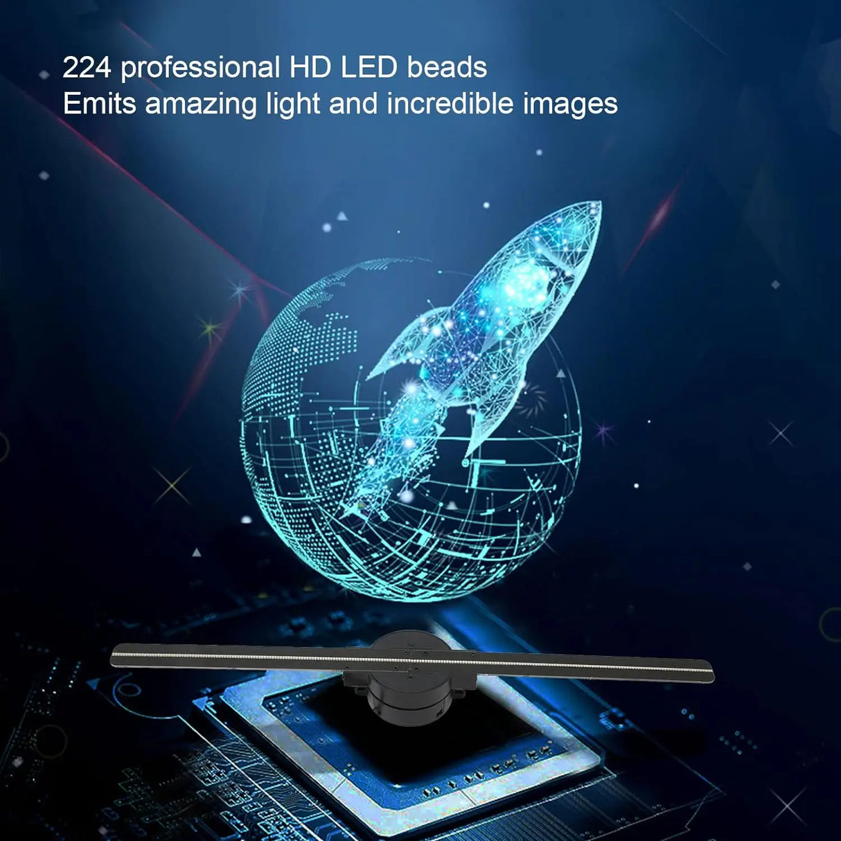 3D Hologram Fan 42CM WiFi 3D Holographic Projector Advertising Display Light HD Holographic Projector for Stores Bars Party Xmas