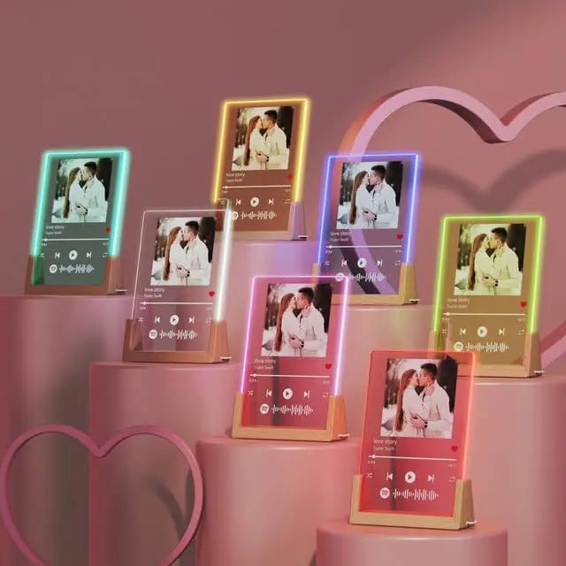 Customized Spotify Music Plaque Gifts For Anniversary Day Personalized Acrylic Photo Frame Lamp Custom Romantic Birthday Gifts
