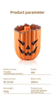 Halloween Pumpkin Aroma Diffuser & Humidifier – LED Night Light USB Essential Oil Mister