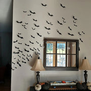 3D Black Halloween Bat Wall Decorations – 6 Pack Sizes