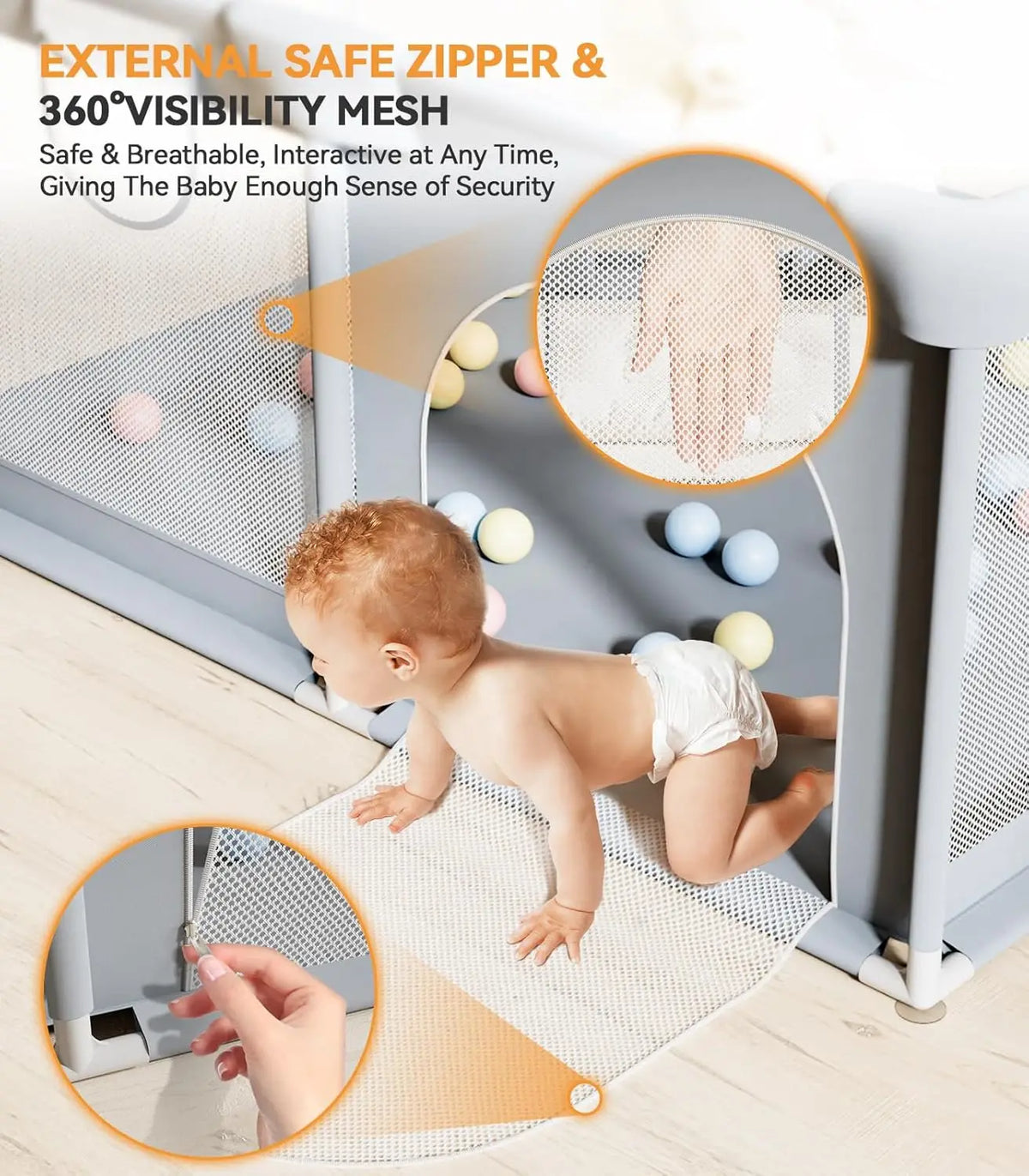 Breathable Mesh Children’s Playpen – 4 Floor Sizes