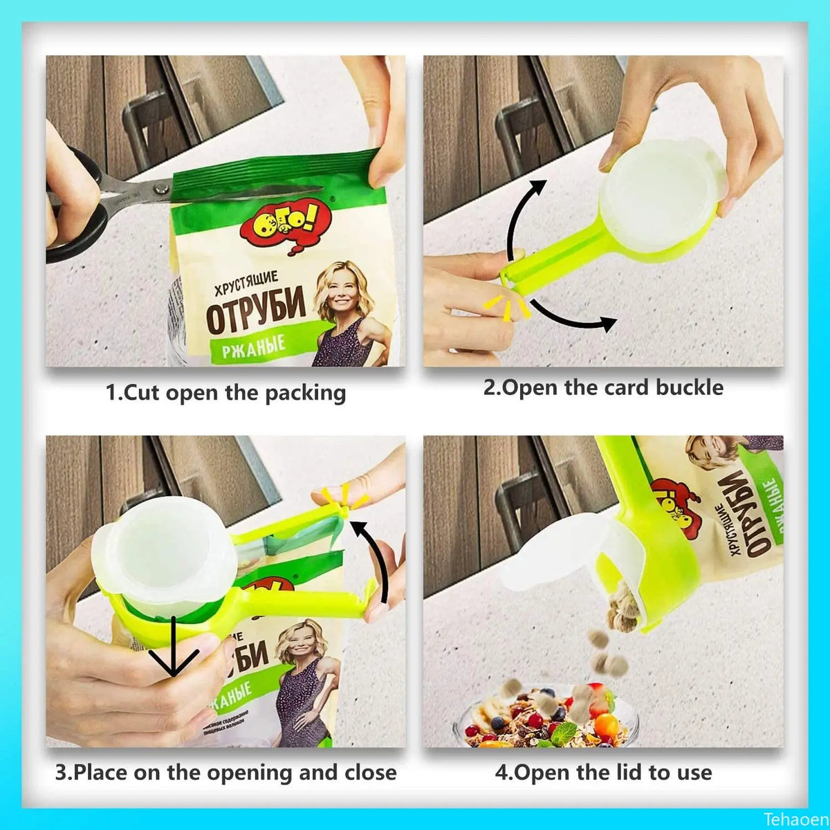 Food Bag Sealing Clip with Pour Spout – 6 Colours