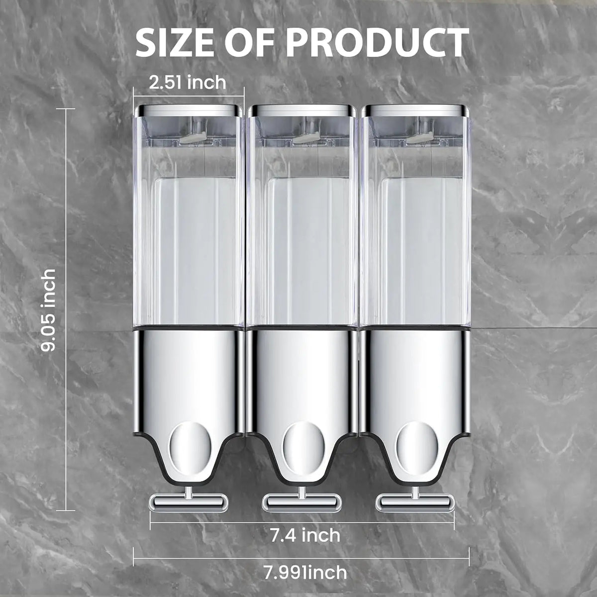 3-Chamber No-Drill Shower Soap Dispenser