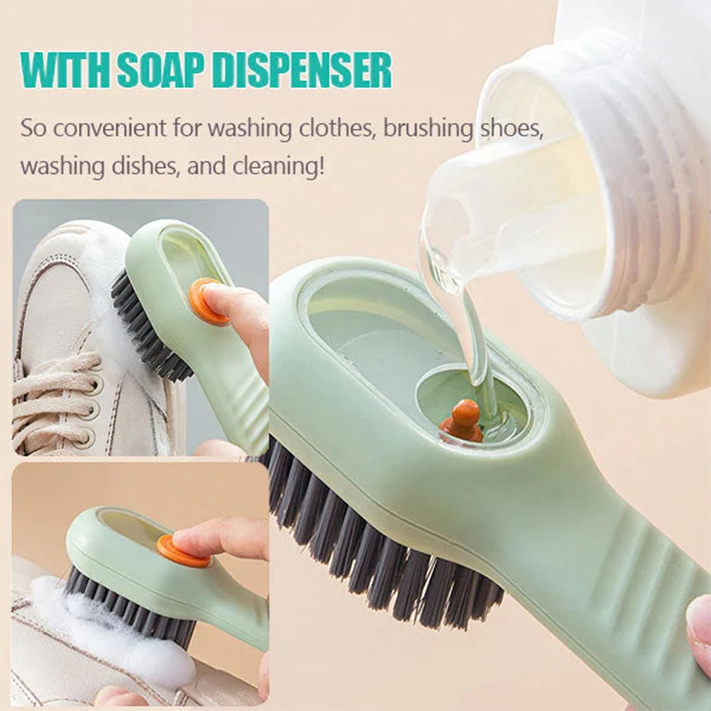 Push-Dispensing Cleaning Brush for Shoes & Clothing
