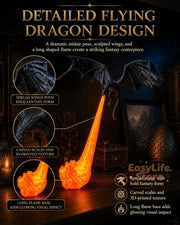 Dragon Bookshelf Nook Light, 3D Fire-Breathing Shelf Decor | Flying Dragon Design Book Lover Gift | Halloween Shelf Display