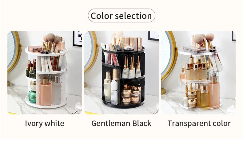 360° Rotating Makeup & Skincare Organiser – 3 Colours