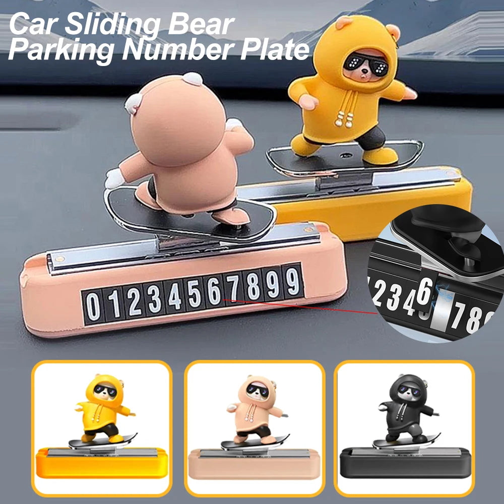 Magnetic Skateboard Bear Dashboard Ornament – 4 Styles