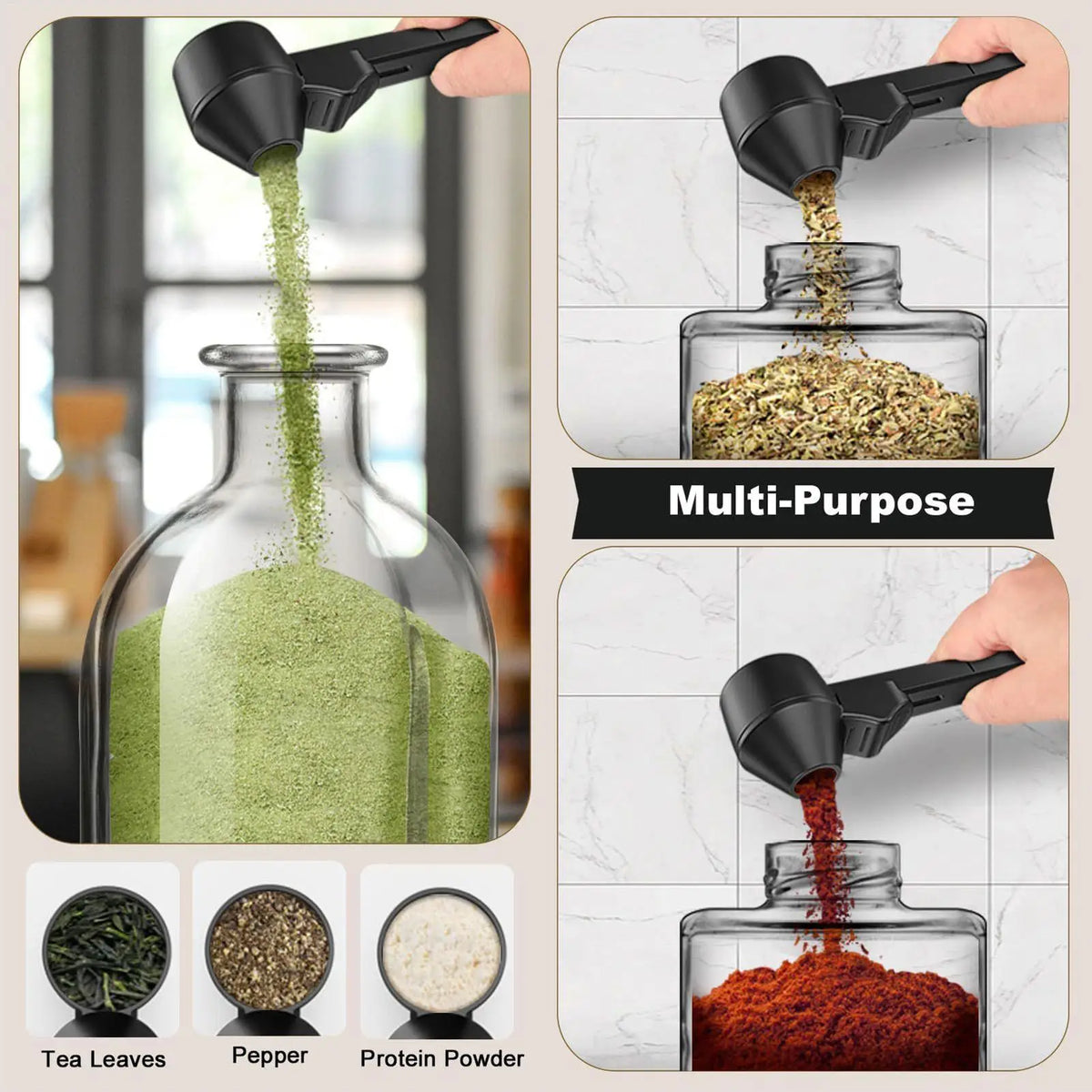 Long-Handle Coffee & Powder Scoop with Funnel Edge