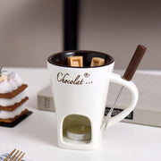 Mini Ceramic Tealight Fondue Cup with Fork