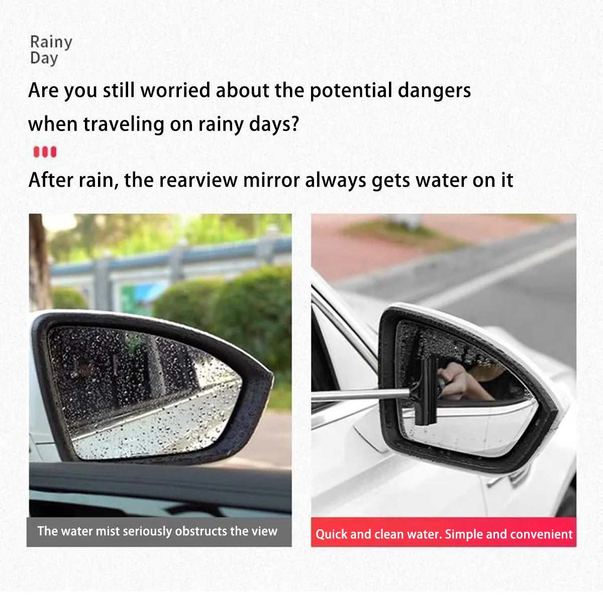 98cm Telescopic Exterior Car-Mirror Wiper – 2 Colours