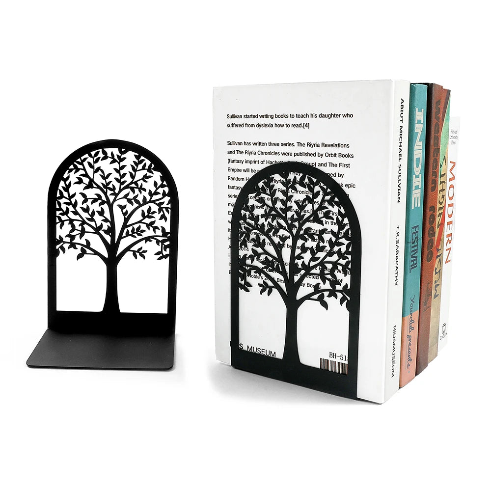 Black Tree of Life Desktop Book Ends Office Desktop Home Bookend Gift for Book Loves Office Desktop Iron Book rack