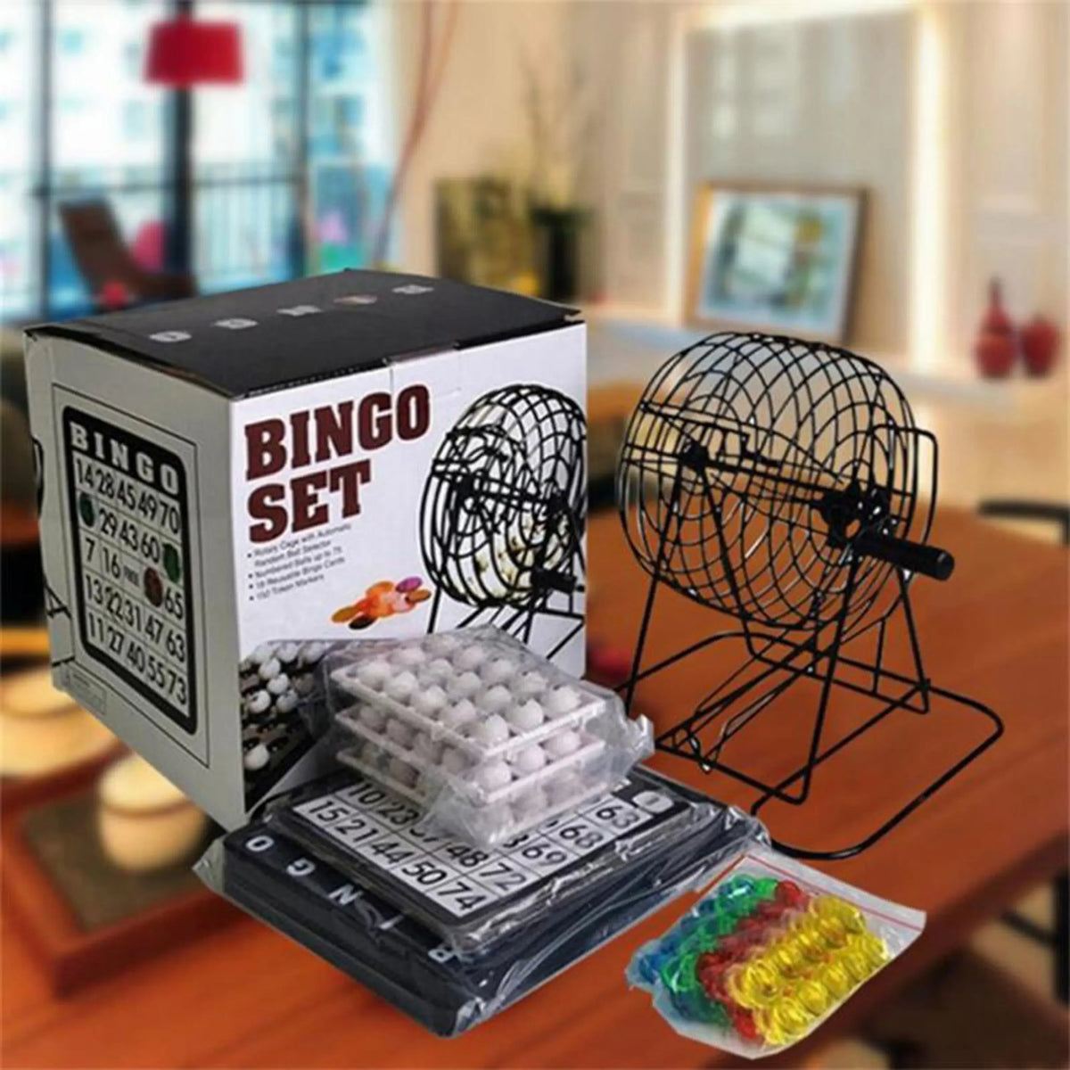 Deluxe Bingo Set Board Game Toys Large Groups Gathering Party Lottery Game Props Manual Lottery Machine Tabletop Game Toys