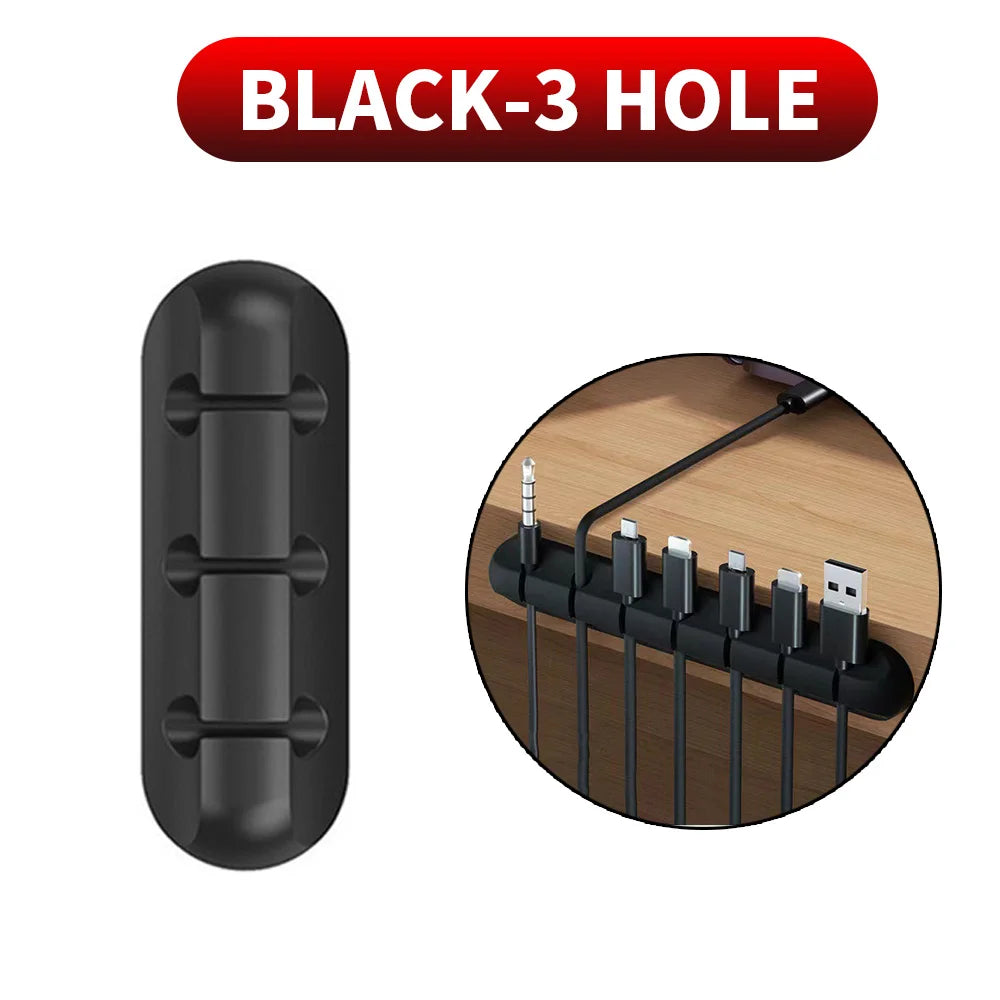 Cable Cord Wire Organizer Silicone USB Cable Winder Management Clips Self Adhesive for Mouse Keyboard Headset For iPhone Huawei