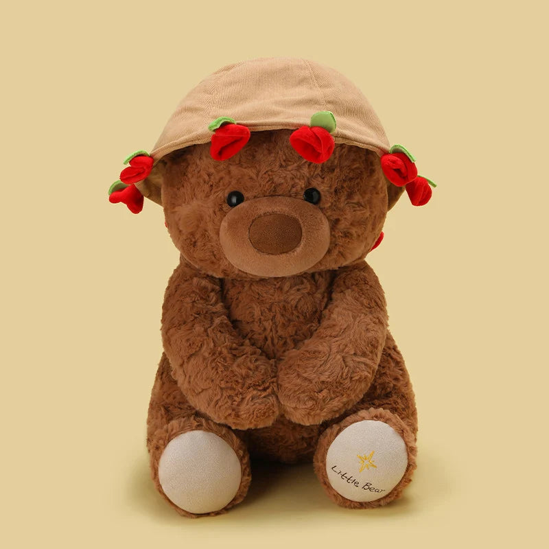 25 cm Teddy Bear with Roses – White or Brown