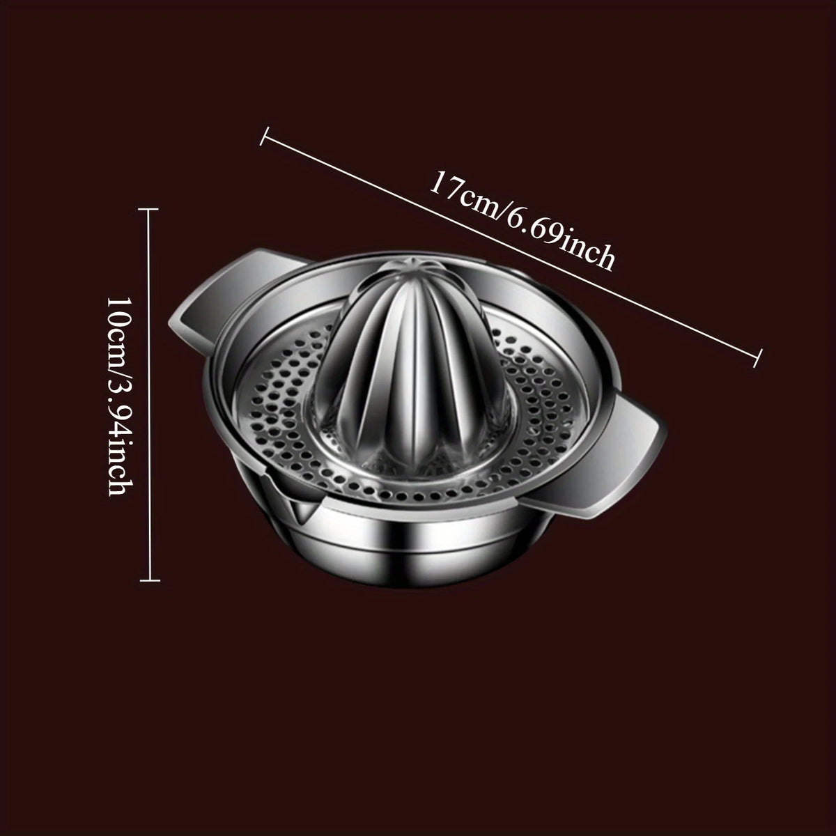 Manual Stainless-Steel Citrus Press with Bowl & Strainer