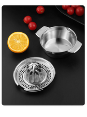 Manual Stainless-Steel Citrus Press with Bowl & Strainer