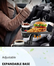 Expandable Car Cup Holder with 360° Snack Tray