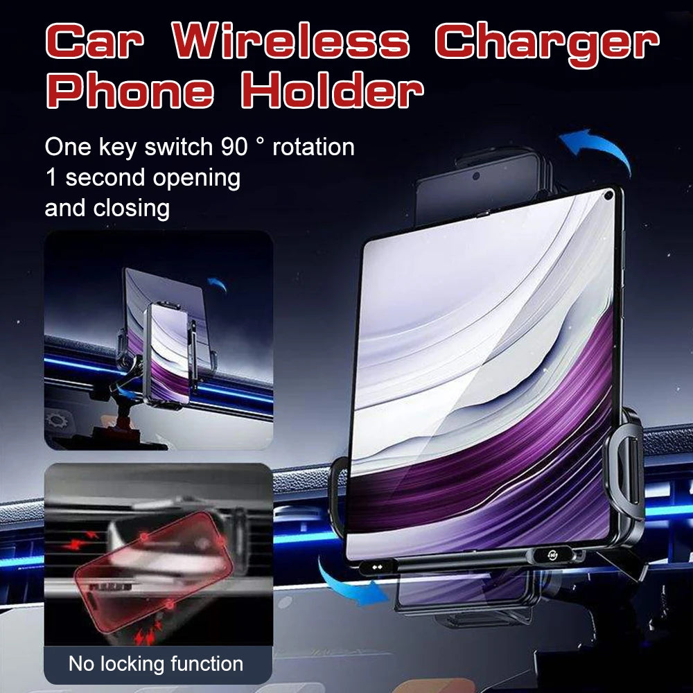 15W Dual-Coil Wireless Car Charger for Foldable Phones