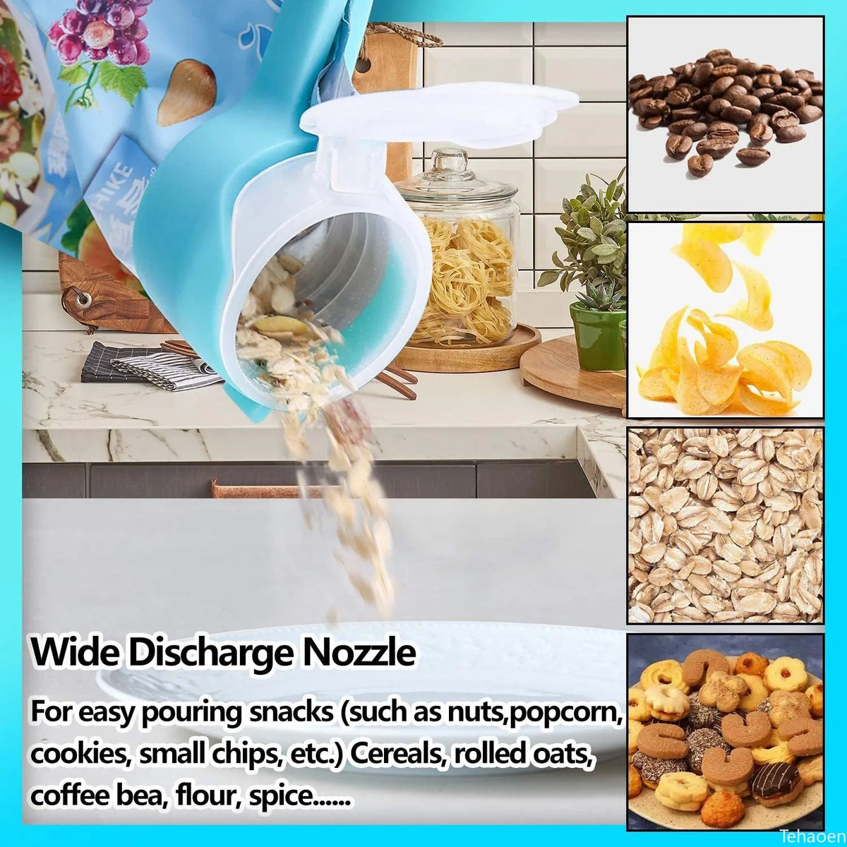 Food Bag Sealing Clip with Pour Spout – 6 Colours