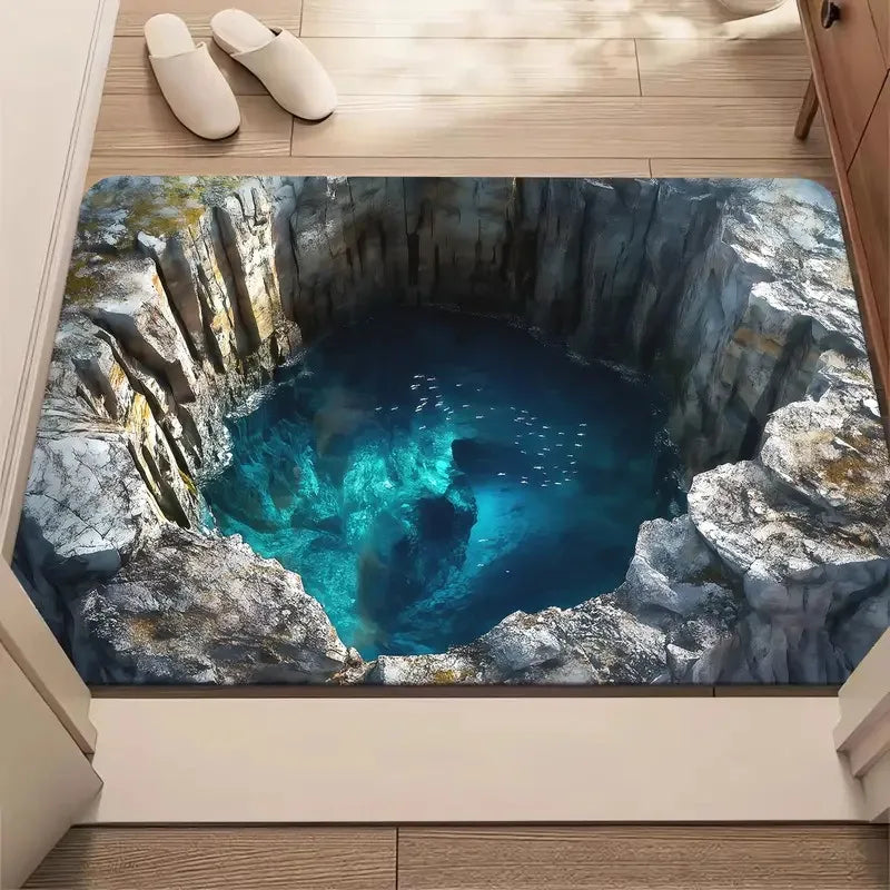 3D Bottomless-Brick Optical-Illusion Floor Mat