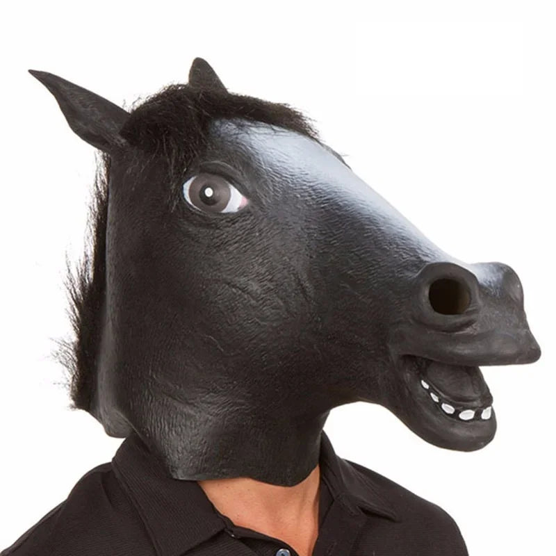 Full-Head Horse Costume Mask – Brown, White or Black