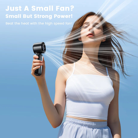 Portable Handheld Turbo Fan 5000mAh Rechargeable Fan With 6 Speeds Foldable Neck/Desk Fan With Digital Display Pocket Small Fans