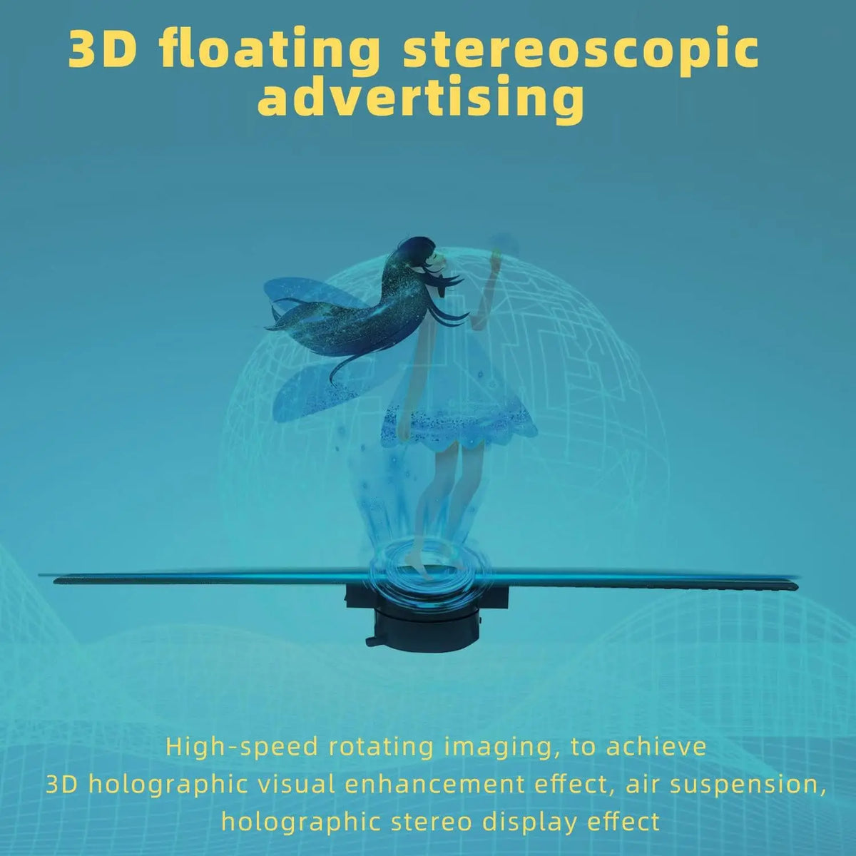 3D Hologram Fan 42CM WiFi 3D Holographic Projector Advertising Display Light HD Holographic Projector for Stores Bars Party Xmas