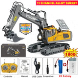 4WD Remote Control Excavator Toy Radio Controlled RC Dump Truck Vehicle Crawler Bulldozer Construction Car Gifts for Kids Boys