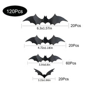 3D Black Halloween Bat Wall Decorations – 6 Pack Sizes