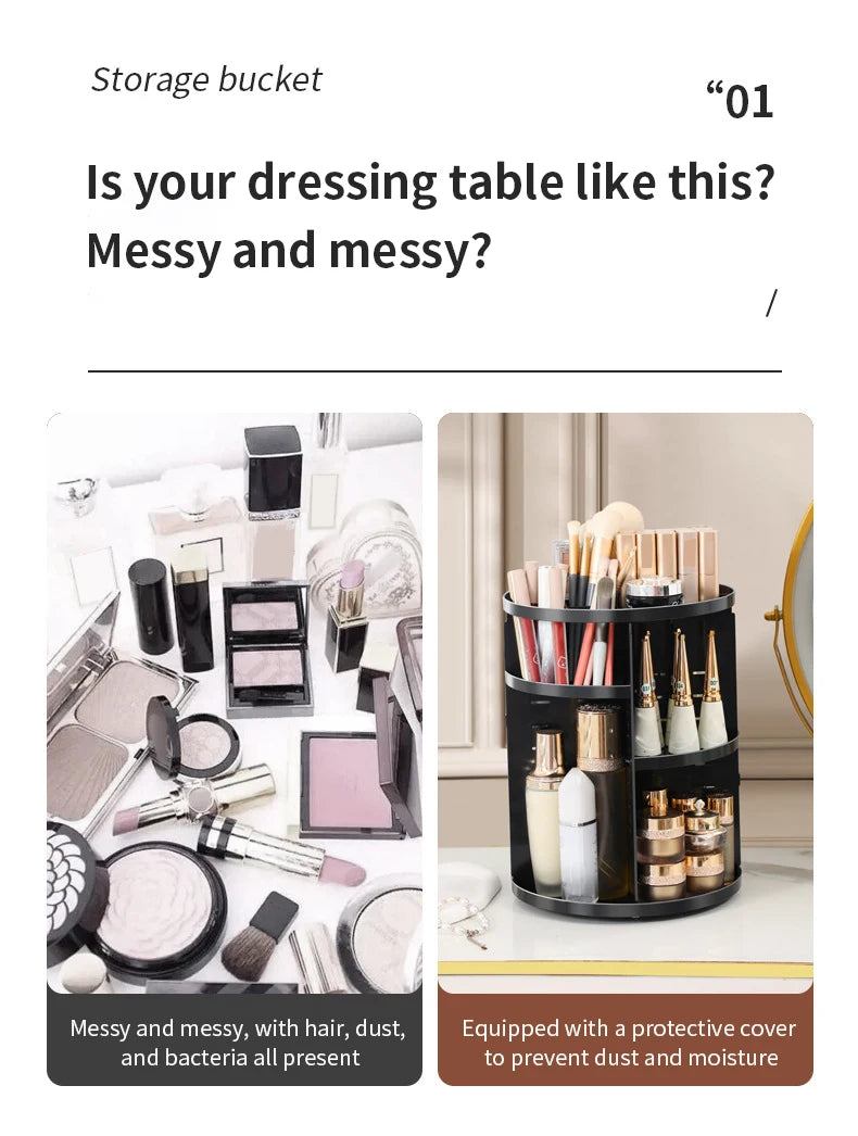 360° Rotating Makeup & Skincare Organiser – 3 Colours