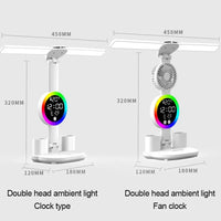 Rechargeable LED Desk Lamp with Fan & Digital Clock