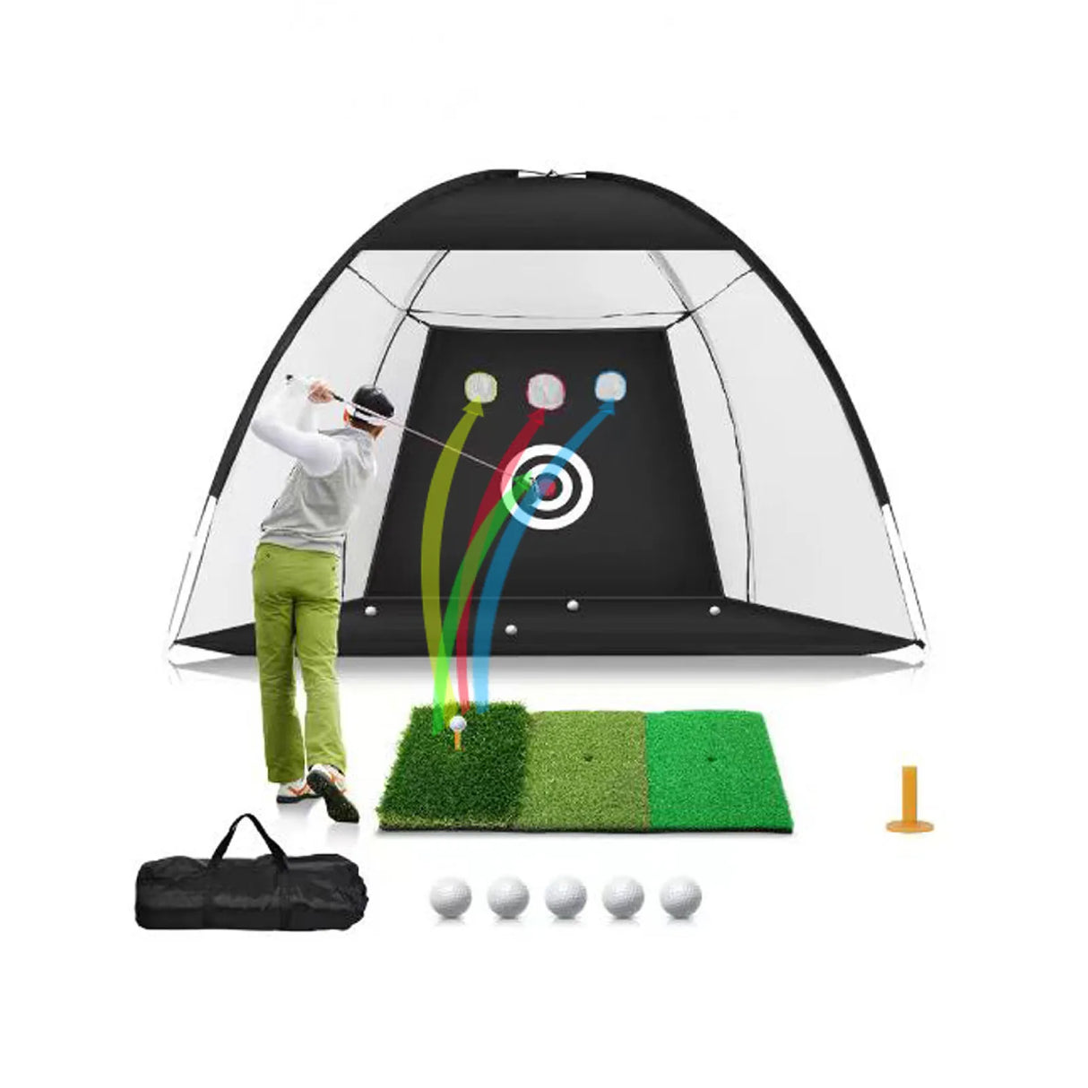 Golf Practice Tent Net  10x7ft Practice Net With Triturf Mat  Golf Hitting Aid For Backyard Home Sports Equipment Chipping Swing