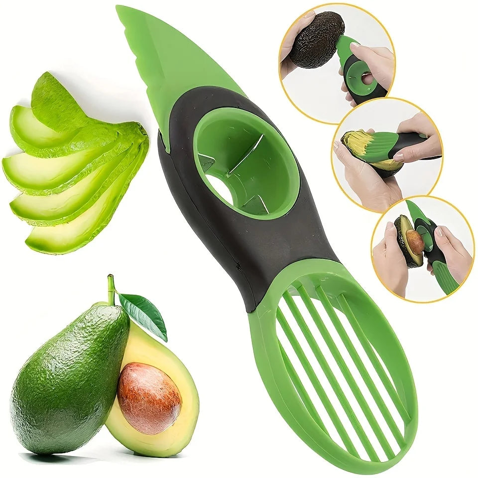 3-in-1 Avocado Peeler, Slicer, and Corer Multifunctional Kitchen Tool for Easy Fruit Prep, Durable Plastic, Ergonomic Handle