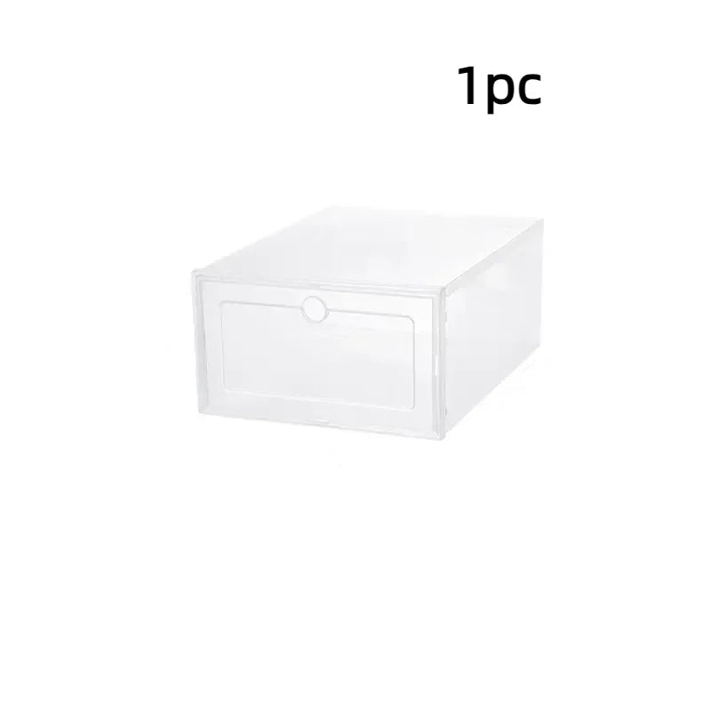 Stackable Clear Drawer Shoe Boxes – 2 Sizes, 1 or 6 Pack