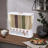 Dry Food Dispenser 6-Grid Wall-Mounted Dry Food Dispenser - Adjustable Compartments Easy Dispensing - Kitchen Storage
