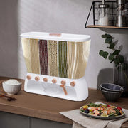 Dry Food Dispenser 6-Grid Wall-Mounted Dry Food Dispenser - Adjustable Compartments Easy Dispensing - Kitchen Storage