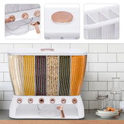 Dry Food Dispenser 6-Grid Wall-Mounted Dry Food Dispenser - Adjustable Compartments Easy Dispensing - Kitchen Storage