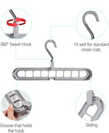 9 Holes Rotating Anti-Skid Folding Clothes Hanger Organizer with Multifunctional Space Saving Cascading Features for Wardrobe
