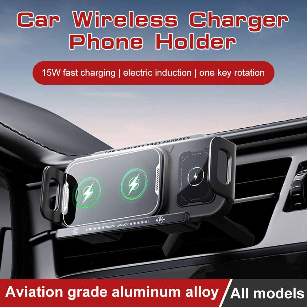 15W Dual-Coil Wireless Car Charger for Foldable Phones