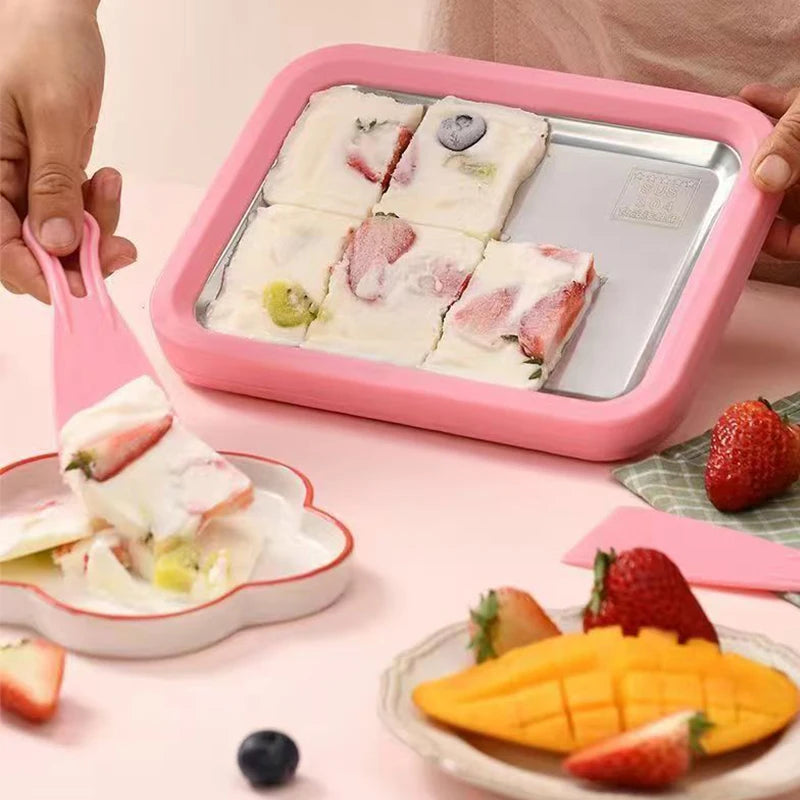 New Ice Cream Maker Stir Fry Yogurt Machine Handmade DIY Ice Cream Roll Sweet Spot Cold Plate Summer Ice Cream Tool Household