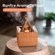 Home campfire aroma diffuser 280ml, desktop USB air spray humidifier remote control colorful flame lamp essential oil diffuser.