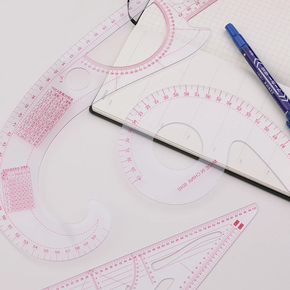 Transparent French-Curve Sewing & Drawing Templates – 3 Sets