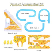 Kids Electric Small Duck Climbing Stairs Toy DIY Track Slide Roller Coaster Toys Set Light Music Boy Girl Gift