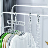 9 In 1 Clothes Hanger Household Plastic Multi-function Nine-hole Clothes Drying Horizontal Vertical Rotating Hanger 1Pc