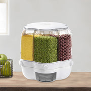 6-Compartment Cereal Dispenser, 360° Rotation, 164lbs Capacity, Airtight Sealing, Transparent Design for Dry Food Storage