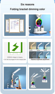 Rechargeable LED Desk Lamp with Fan & Digital Clock